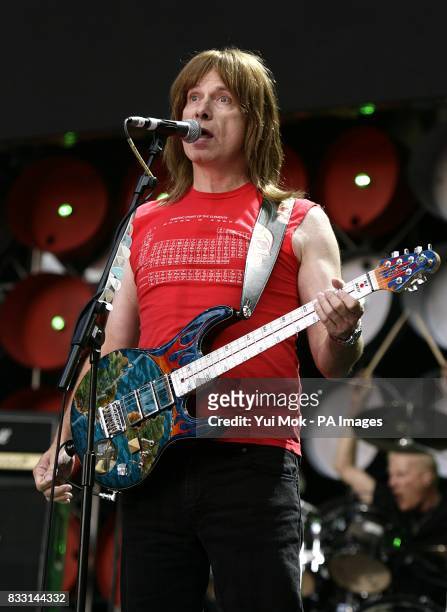 Christopher Guest member of the fictional band Spinal Tap performs during the charity concert at Wembley Stadium, London.