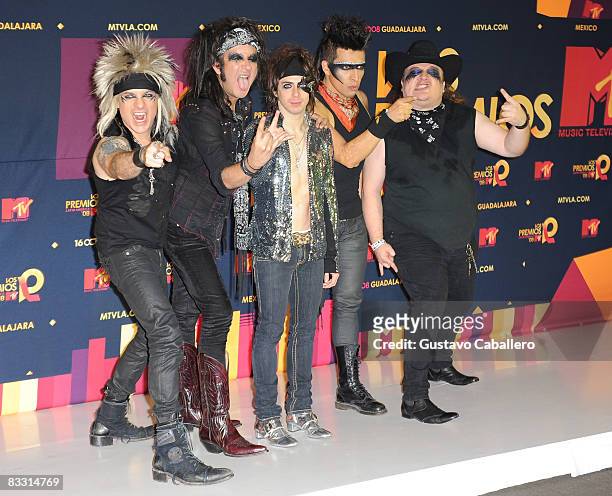 Musical group Moderatto pose in the press room during the 7th Annual "Los Premios MTV Latin America 2008" Awards held at the Auditorio Telmex on...