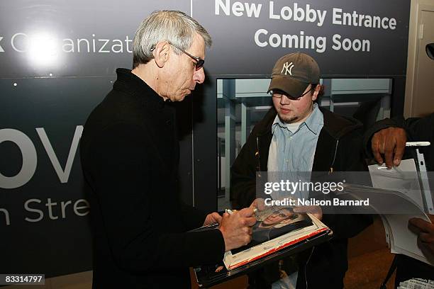 Actor Richard Belzer signs autographs whilst on his way to the 7th Directors Guild of America Honors after party at NOBU on October 16, 2008 in New...