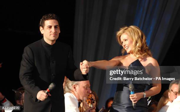 Welsh mezzo-soprano Katherine Jenkins with Juan Diego Florez at the Katherine in the Park event in the grounds of Margam Park in South Wales.