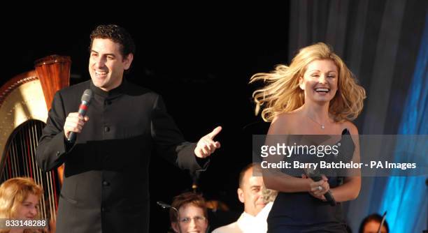 Welsh mezzo-soprano Katherine Jenkins with Juan Diego Florez at the Katherine in the Park event in the grounds of Margam Park in South Wales.