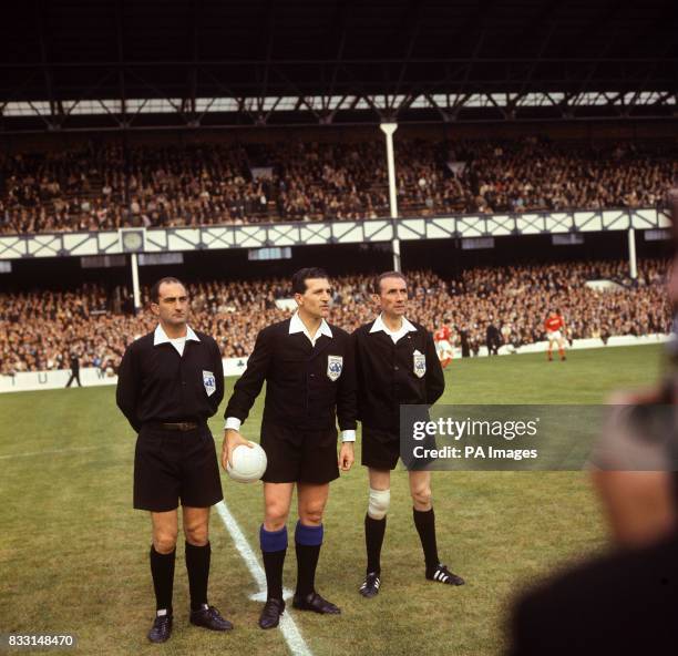 The match officals before kick off. The Referee is Referee Concetto Lo Bello, from Italy, and the linesmen are Juan Gardeazabal, from Spain, and Jose...