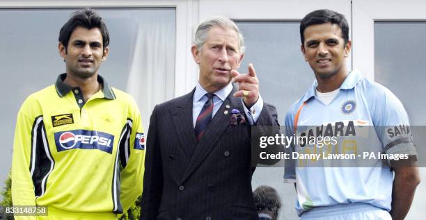 The Prince of Wales meets Pakistan cricket captain Shoaib Malik and Indian captain Rahul Dravid , ahead of the Future Friendship Cup cricket match...