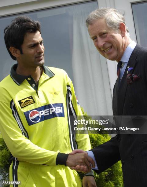 The Prince of Wales meets Pakistan cricket captain Shoaib Malik ahead of the Future Friendship Cup cricket match between India and Pakistan at the...