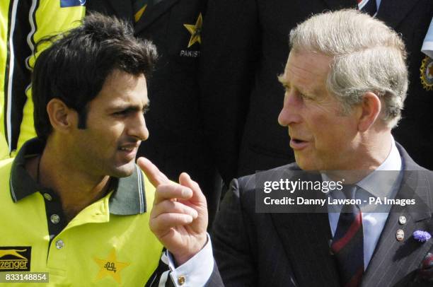 The Prince of Wales meets Pakistan cricket captain Shoaib Malik ahead of the Future Friendship Cup cricket match between India and Pakistan at the...