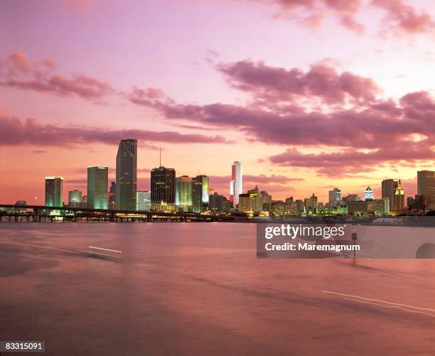 miami, downtown, miami at twilight - sunset place miami stock pictures, royalty-free photos & images