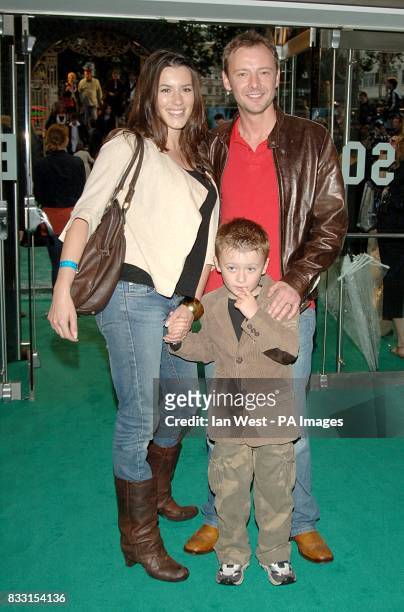 John Simm, his wife Kate Magowan and their son arrive for the UK Premiere of Harry Potter And The Order Of The Phoenix at the Odeon Leicester Square,...