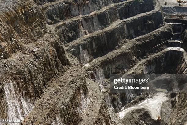 The wall of the Invincible open pit mine is seen at the St Ives Gold Mine operated by Gold Fields Ltd. In Kambalda, Australia, on Wednesday, Aug. 9,...