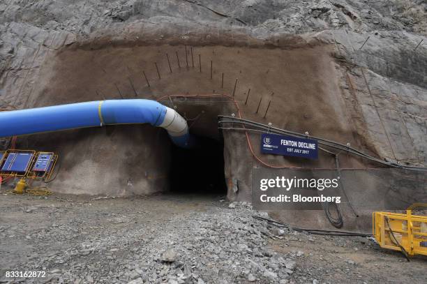 An airflow enters the Fenton Decline portal of the Invincible Underground Mine at the St Ives Gold Mine operated by Gold Fields Ltd. In Kambalda,...