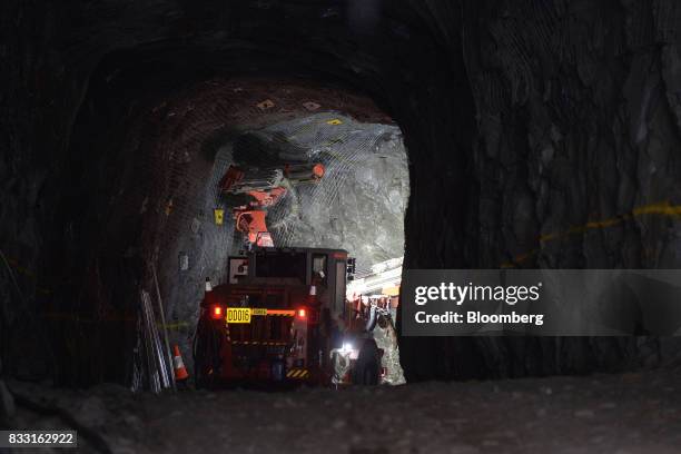 Jumbo drill operates in the Drake Decline of the Invincible Underground Mine at the St Ives Gold Mine operated by Gold Fields Ltd. In Kambalda,...