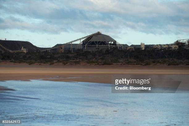 Processing plant stands beyond Lake Lefroy at the St Ives Gold Mine operated by Gold Fields Ltd. In Kambalda, Australia, on Wednesday, Aug. 9, 2017....