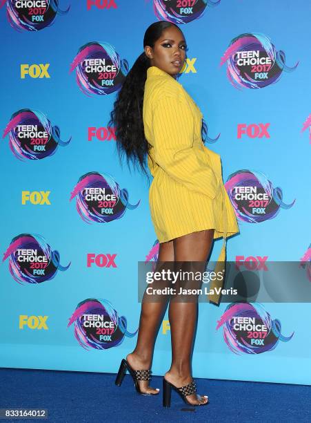 Actress Ryan Destiny poses in the press room at the 2017 Teen Choice Awards at Galen Center on August 13, 2017 in Los Angeles, California.