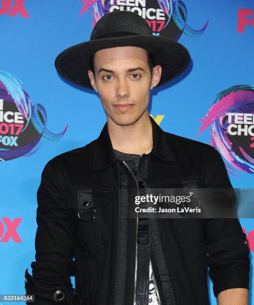 Singer Leroy Sanchez poses in the press room at the 2017 Teen Choice Awards at Galen Center on August 13, 2017 in Los Angeles, California.