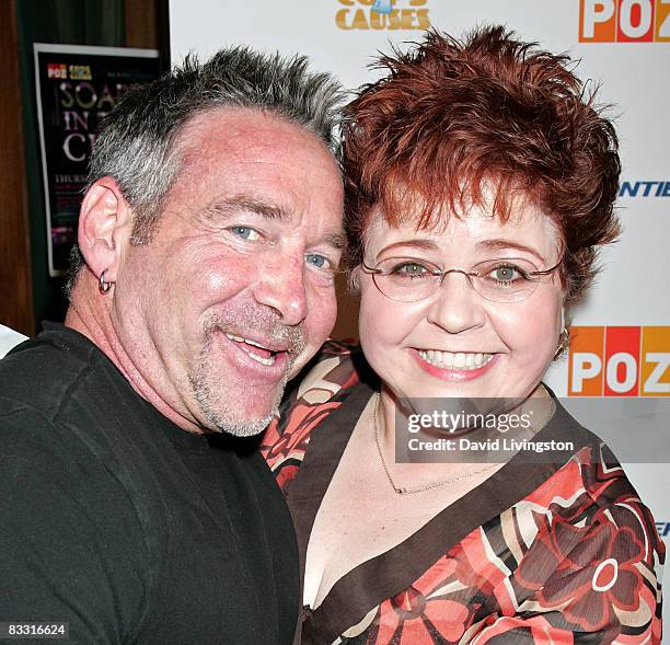 Journalist Michael Fairman and actress Patrika Darbo attend the "Soaps In The City" fundraiser at the East West Lounge on October 16, 2008 in West...