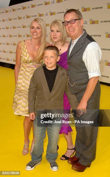 Vic Reeves, Nancy Sorrell and family arrive for the UK Premiere of The Simpsons Movie, at the Vue Cinema, The O2, Peninsula Square, London