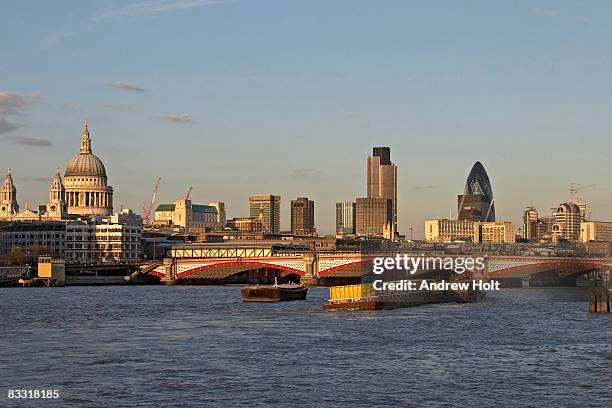 river thames, blackfriars bridge, london skyline   - blackfriars bridge stock pictures, royalty-free photos & images