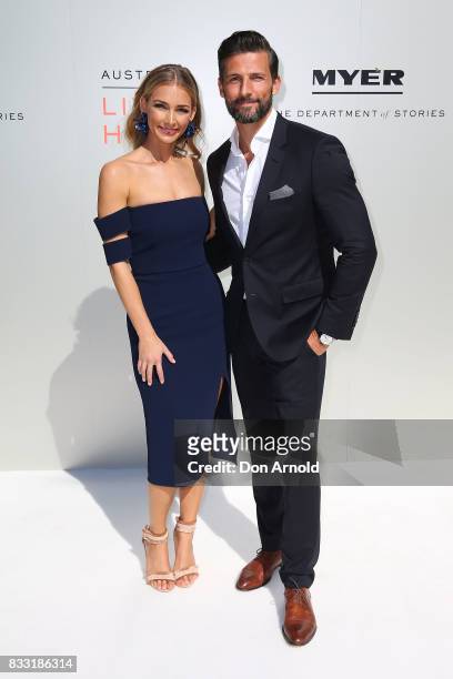 Anna Heinrich and Tim Robards at the Myer Spring 2017 Fashion Launch on August 17, 2017 in Sydney, Australia.