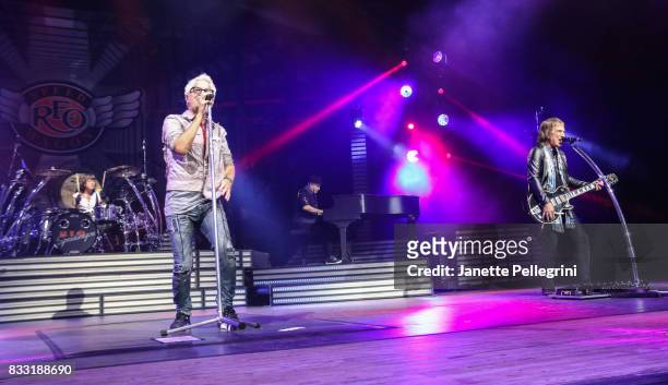 Bryan Hitt, Kevin Cronin, Neal Doughty and Dave Amato from REO Speedwagon perform in concert at Northwell Health at Jones Beach Theater on August 16,...