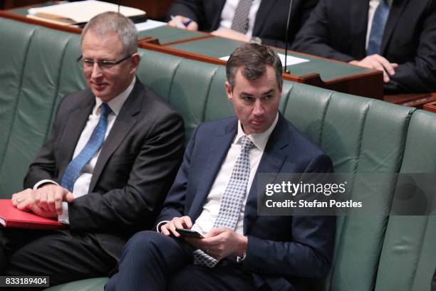 Minister for Justice Michael Keenan during House of Representatives question time at Parliament House on August 17, 2017 in Canberra, Australia....