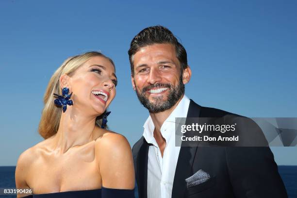 Anna Heinrich and Tim Robards pose at the Myer Spring 2017 Fashion Launch on August 17, 2017 in Sydney, Australia.