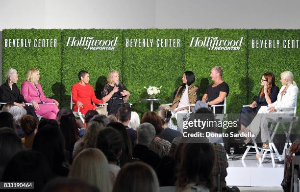 Emmy-nominated costume designers Lou Eyrich, Marie Schley, Ane Crabtree, moderator Booth Moore, and Emmy-nominated costume designers Zaldy Goco,...