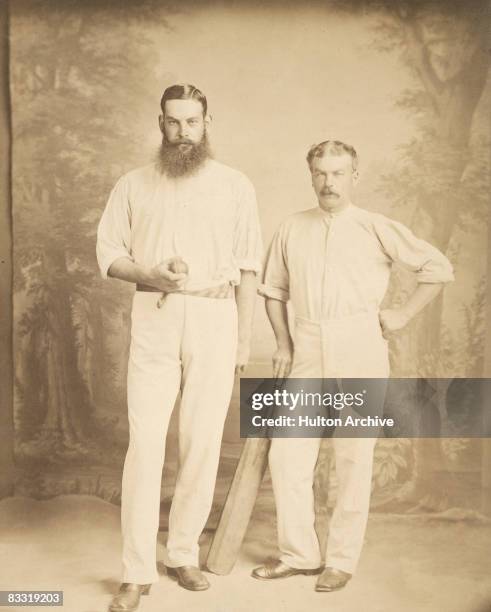 English cricketers W.G. Grace and Harry Jupp , circa 1880.