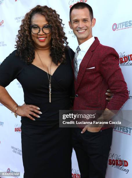 Actors Kym Whitley and Emerson Collins attend the premiere of Beard Collins Shores Productions' "A Very Sordid Wedding" at Laemmle's Ahrya Fine Arts...