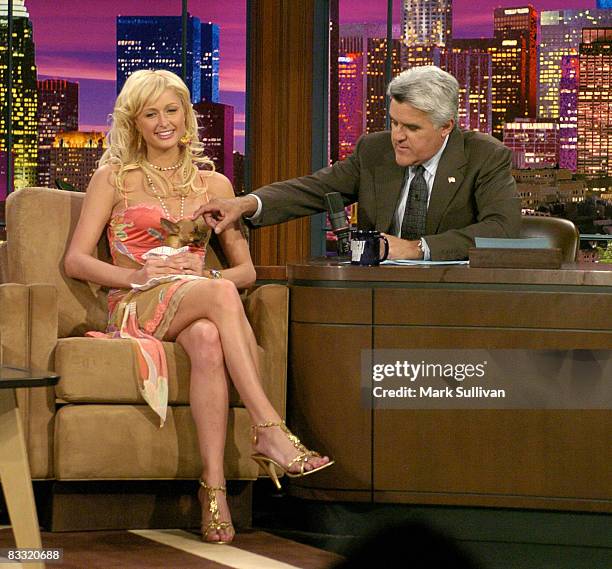 Paris Hilton appears with Jay Leno on "The Tonight Show with Jay Leno" to promote her new book "Confessions of an Heiress"