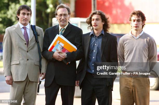 Comedy actor and writer Chris Langham arrives at Maidstone Crown Court in Kent accompanied by his sons, Siencyn Langham Glyn Langham and Dafydd...