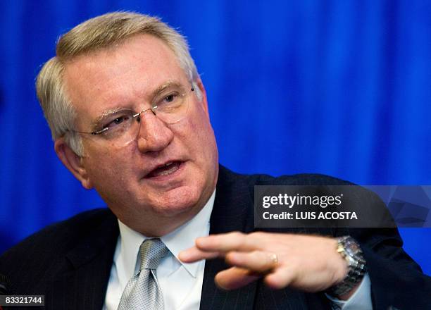 John P. Walters, US National Drug Control Policy Director, speaks during a press conference at the American Embassy in Mexico city, on October 17,...