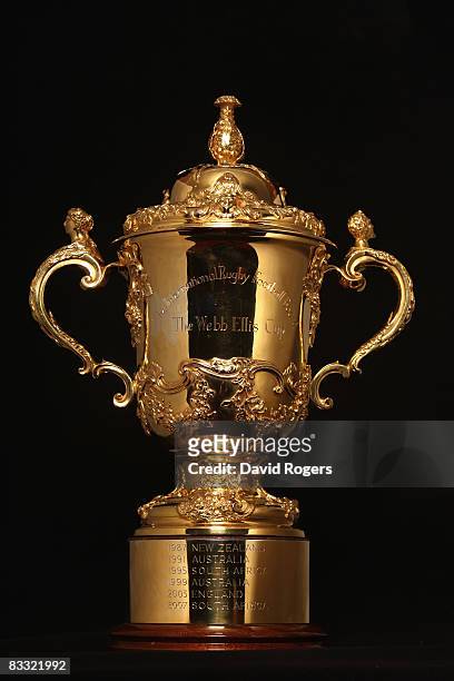 The IRB Webb Ellis Cup stands on display at the IRB Headquarters on October 16, 2008 in Dublin, Ireland.