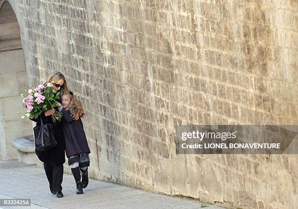 Louise Depardieu arrives to attend the funeral ceremony for his father, French actor Guillaume Depardieu, French film star Gerard Depardieu's son, on...