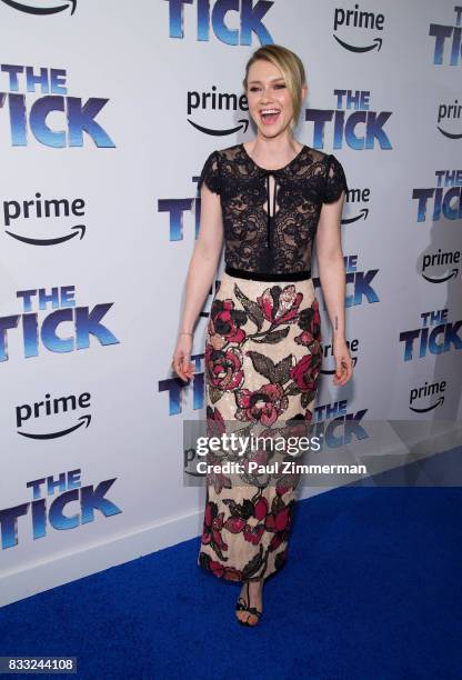 Actress Valorie Curry attends "The Tick" Blue Carpet Premiere at Village East Cinema on August 16, 2017 in New York City.