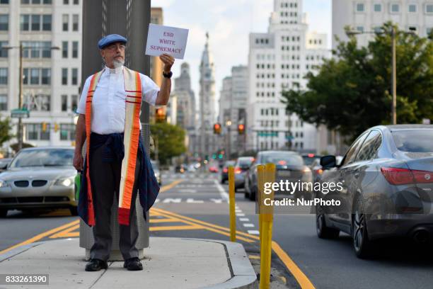 Thousands of protestors participate in the Philly is Charlottesville march, in Philadelphia, PA, on August 16, 2017. Demonstrations are being held...