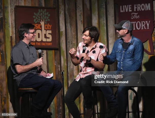 Co-Host Craig Havighurst with Singer/Songwriters Charlie Worsham and Jon Randall during Music City Roots at The Factory At Franklin on August 16,...