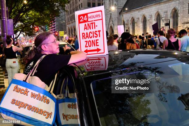 Thousands of protestors participate in the Philly is Charlottesville march, in Philadelphia, PA, on August 16, 2017. Demonstrations are being held...