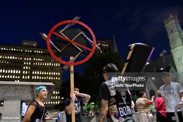Thousands of protestors participate in the Philly is Charlottesville march, in Philadelphia, PA, on August 16, 2017. Demonstrations are being held...
