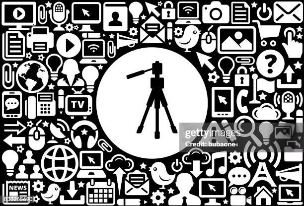 tripod icon black and white internet technology background - phone tripod icon stock illustrations