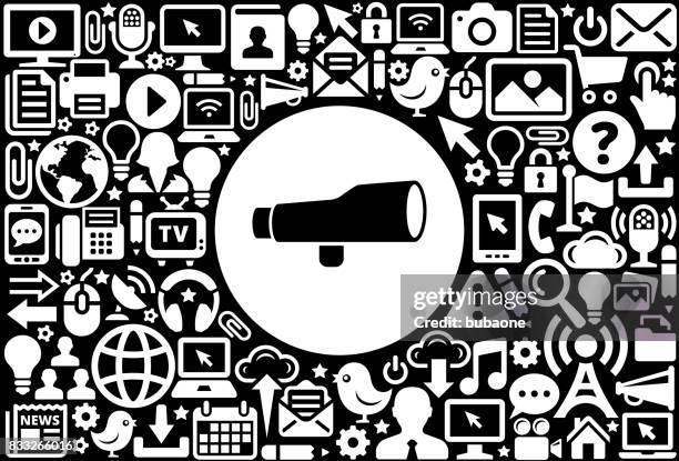 finder scope icon black and white internet technology background - camera finder stock illustrations