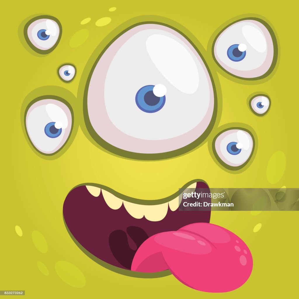 Cartoon Happy Funny Alien Character With Many Eyes Vector Illustration Of  Alien Face High-Res Vector Graphic - Getty Images
