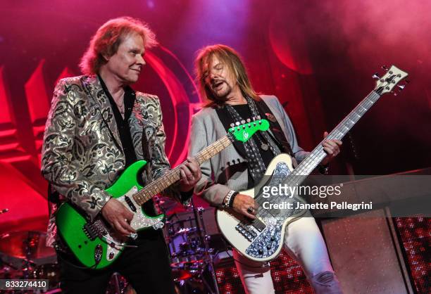 James Young and Ricky Phillips from Styx perform in concert at Northwell Health at Jones Beach Theater on August 16, 2017 in Wantagh, New York.