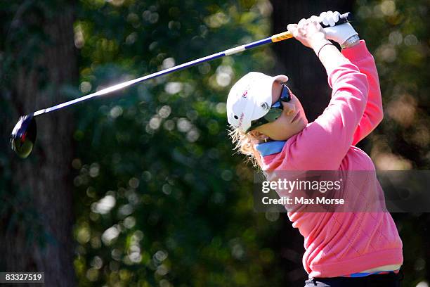 Sarah Kemp of Australia makes a tee shot on the 8th hole during the third round of the LPGA Longs Drugs Challenge at the Blackhawk Country Club...