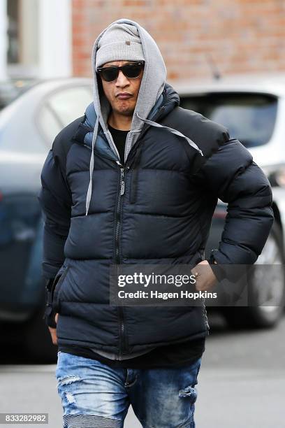 Malo Luafutu, also known by his stage name Scribe, arrives at Porirua District Court on August 17, 2017 in Wellington, New Zealand. The 38-year-old...