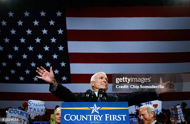 Republican presidential nominee Sen. John McCain holds a rally at Florida International University October 17, 2009 in Miami, Florida. With 18 days...