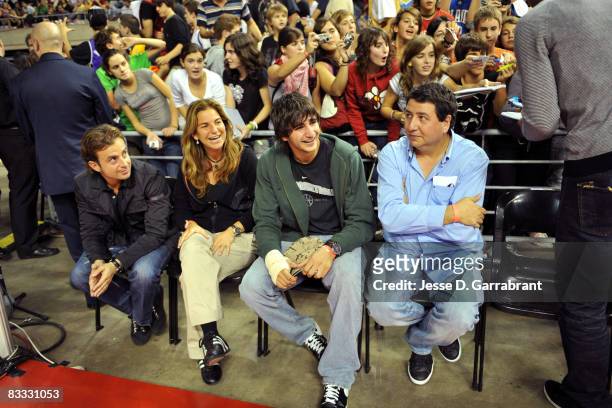 Arantxa Sanchez Vicario former tennis player and Ricky Rubio Spanish National Basketball player whatch the game during the 2008 NBA Europe Live Tour...