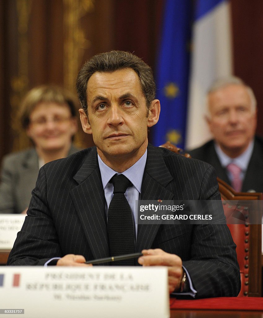 French President Nicolas Sarkozy Listens To Proceeding In The News french-president-nicolas-sarkozy-listens-to-proceeding-in-the-news