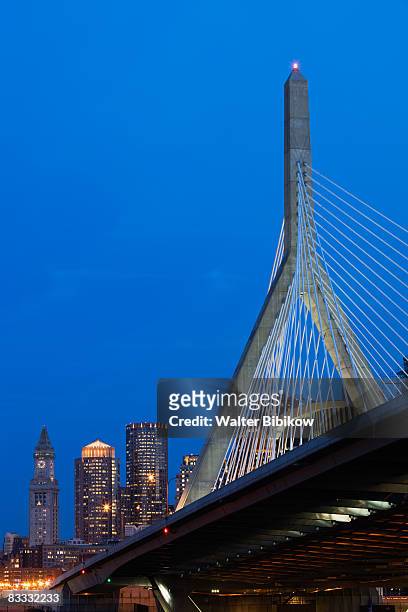 usa, massachusetts, boston, the zakim bridge - zakim bridge stock pictures, royalty-free photos & images