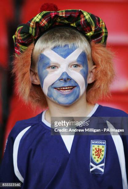 Young Scotland fan before the International Friendly against South Africa at Pittodrie Stadium, Aberdeen.