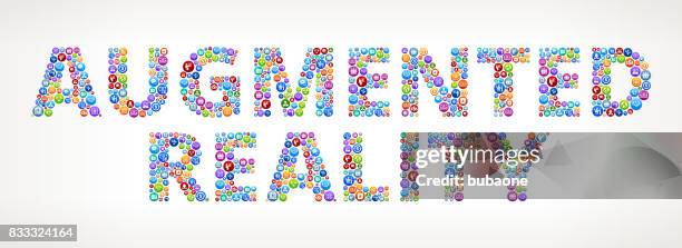 augmented reality business and finance vector buttons - virtual handshake vector stock illustrations