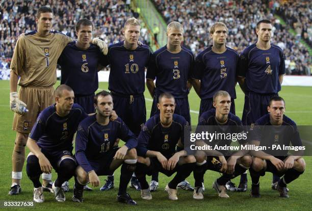 Scotland's team against South Africa's before the International Friendly at Pittodrie Stadium, Aberdeen.